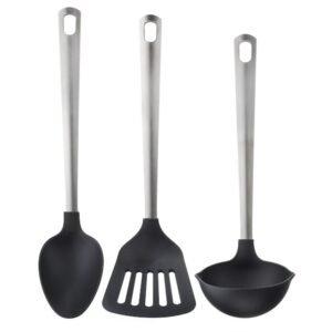 DIREKT 3-piece kitchen utensil set, black/stainless steel