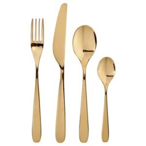 TILLAGD 24-piece cutlery set, brass-colour